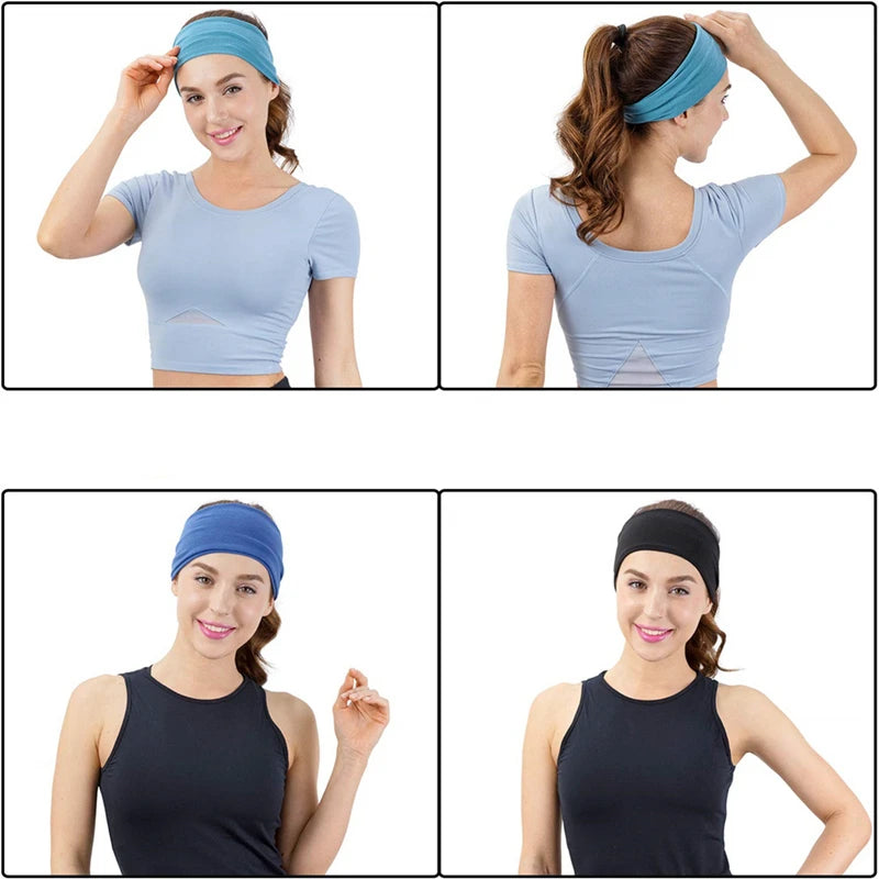 Women Headband Turban Solid Color Elastic