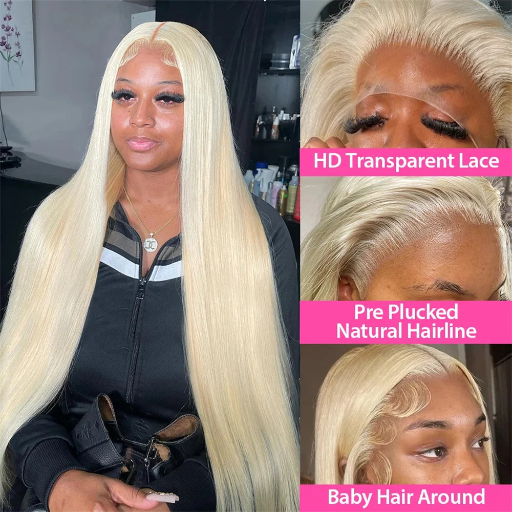 30 Inch Straight Blonde 613 Hd Lace Frontal Wig 13x6 Transparent female hair