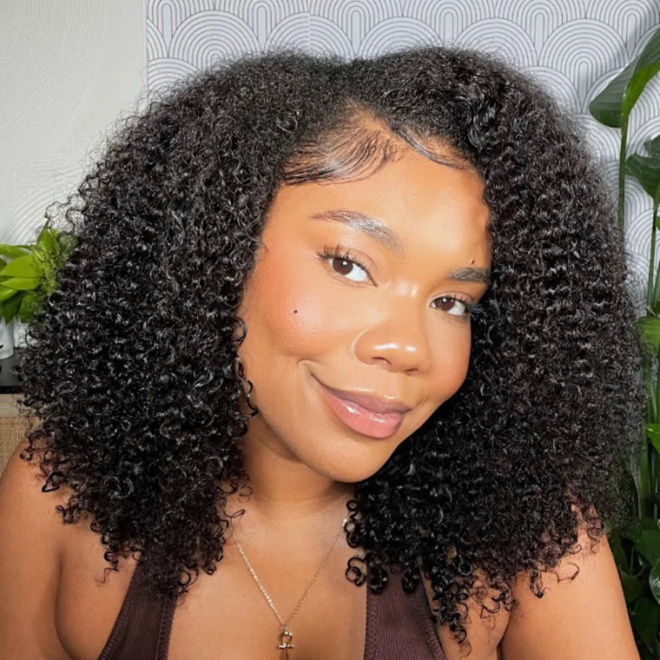 UNice Hair Bye Bye Knots Wig Kinky Curly Natural Black 7x5 Lace Front Wig for Women Pre Plucked Glueless Wear Go Wigs